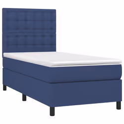 vidaXL Letto a Molle con Materasso e LED Blu 90x200 cm in Tessuto - Vista aggiuntiva 3