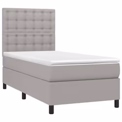 vidaXL Letto a Molle Materasso e LED Grigio Chiaro 100x200 cm Tessuto - Vista aggiuntiva 3