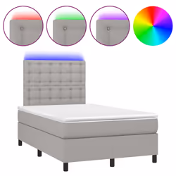 vidaXL Letto a Molle Materasso e LED Grigio Chiaro 120x200 cm Tessuto - Vista aggiuntiva 2