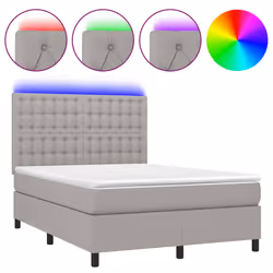 vidaXL Letto a Molle Materasso e LED Grigio Chiaro 140x200 cm Tessuto - Vista aggiuntiva 2