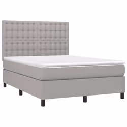 vidaXL Letto a Molle Materasso e LED Grigio Chiaro 140x200 cm Tessuto - Vista aggiuntiva 3