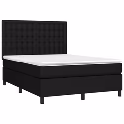 vidaXL Letto a Molle con Materasso e LED Nero 140x200 cm in Tessuto - Vista aggiuntiva 3
