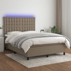 vidaXL Letto a Molle con Materasso e LED Tortora 140x200 cm in Tessuto