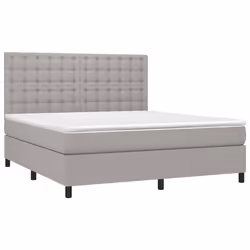 vidaXL Letto a Molle Materasso e LED Grigio Chiaro 160x200 cm Tessuto - Vista aggiuntiva 3
