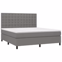 vidaXL Letto a Molle Materasso e LED Grigio Scuro 160x200cm in Tessuto - Vista aggiuntiva 3