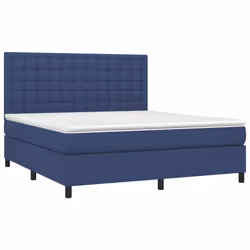 vidaXL Letto a Molle con Materasso e LED Blu 160x200 cm in Tessuto - Vista aggiuntiva 3