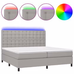 vidaXL Letto a Molle Materasso e LED Grigio Chiaro 200x200 cm Tessuto - Vista aggiuntiva 2