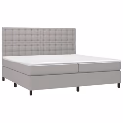 vidaXL Letto a Molle Materasso e LED Grigio Chiaro 200x200 cm Tessuto - Vista aggiuntiva 3