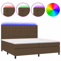 vidaXL Letto a Molle Materasso e LED Marronescuro 200x200cm in Tessuto - Vista aggiuntiva 2