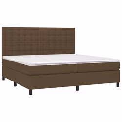 vidaXL Letto a Molle Materasso e LED Marronescuro 200x200cm in Tessuto - Vista aggiuntiva 3