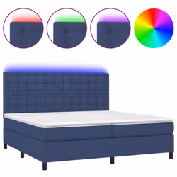 vidaXL Letto a Molle Materasso e LED Blu 200x200cm in Tessuto - Vista aggiuntiva 2