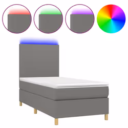 vidaXL Letto a Molle Materasso e LED Grigio Scuro 80x200 cm in Tessuto - Vista aggiuntiva 2