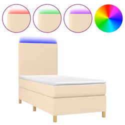 vidaXL Letto a Molle con Materasso e LED Crema 80x200 cm in Tessuto - Vista aggiuntiva 2