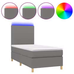 vidaXL Letto a Molle Materasso e LED Grigio Scuro 90x190 cm in Tessuto - Vista aggiuntiva 2