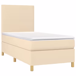 vidaXL Letto a Molle con Materasso e LED Crema 90x200 cm in Tessuto - Vista aggiuntiva 3