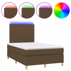 vidaXL Letto a Molle Materasso e LED Marrone Scuro 120x200 cm Tessuto - Vista aggiuntiva 2