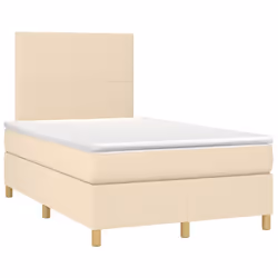 vidaXL Letto a Molle con Materasso e LED Crema 120x200cm in Tessuto - Vista aggiuntiva 3