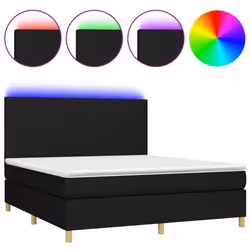 Letto a Molle con Materasso e LED Nero 160x200 cm in Tessutocod mxl 98991