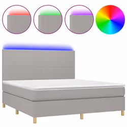 vidaXL Letto a Molle Materasso e LED Grigio Chiaro 180x200 cm Tessuto - Vista aggiuntiva 2
