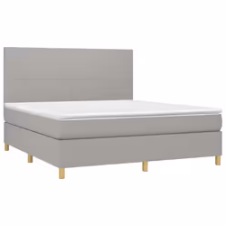 vidaXL Letto a Molle Materasso e LED Grigio Chiaro 180x200 cm Tessuto - Vista aggiuntiva 3