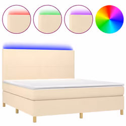 Letto a Molle con Materasso e LED Crema 180x200 cm in Tessutocod mxl 104067 - Vista aggiuntiva 2