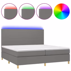 vidaXL Letto a Molle Materasso e LED Grigio Scuro 200x200cm in Tessuto - Vista aggiuntiva 2