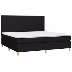 vidaXL Letto a Molle Materasso e LED Nero 200x200cm in Tessuto - Vista aggiuntiva 3