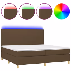 vidaXL Letto a Molle Materasso e LED Marronescuro 200x200cm in Tessuto - Vista aggiuntiva 2