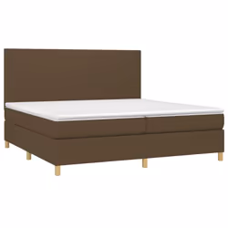 vidaXL Letto a Molle Materasso e LED Marronescuro 200x200cm in Tessuto - Vista aggiuntiva 3