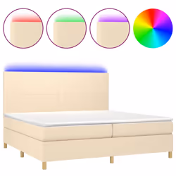 vidaXL Letto a Molle Materasso e LED bianco 200x200cm in Tessuto - Vista aggiuntiva 2