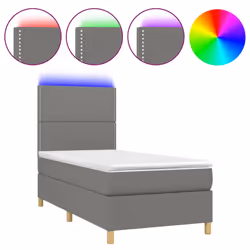 Letto a Molle Materasso e LED Grigio Scuro 90x200 cm in Tessutocod mxl 122933 - Vista aggiuntiva 2