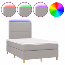 vidaXL Letto a Molle Materasso e LED Grigio Chiaro 120x200 cm Tessuto - Vista aggiuntiva 2