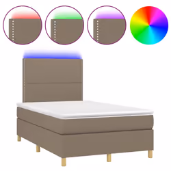 vidaXL Letto a Molle con Materasso e LED Tortora 120x200cm in Tessuto - Vista aggiuntiva 2