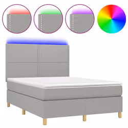 Letto a Molle Materasso e LED Grigio Chiaro 140x190 cm Tessutocod mxl 99004 - Vista aggiuntiva 2