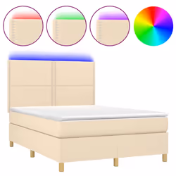 Letto a Molle con Materasso e LED Crema 140x190 cm in Tessutocod mxl 98998 - Vista aggiuntiva 2