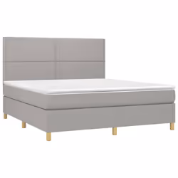 vidaXL Letto a Molle Materasso e LED Grigio Chiaro 180x200 cm Tessuto - Vista aggiuntiva 3