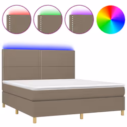 Letto a Molle con Materasso e LED Tortora 180x200 cm in Tessutocod mxl 98999 - Vista aggiuntiva 2