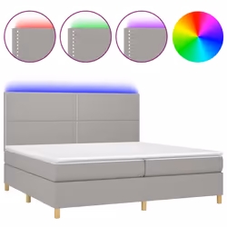 vidaXL Letto a Molle Materasso e LED Grigio Chiaro 200x200 cm Tessuto - Vista aggiuntiva 2