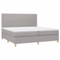 vidaXL Letto a Molle Materasso e LED Grigio Chiaro 200x200 cm Tessuto - Vista aggiuntiva 3