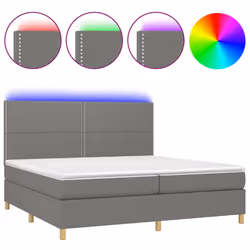 vidaXL Letto a Molle Materasso e LED Grigio Scuro 200x200cm in Tessuto - Vista aggiuntiva 2