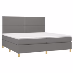 vidaXL Letto a Molle Materasso e LED Grigio Scuro 200x200cm in Tessuto - Vista aggiuntiva 3