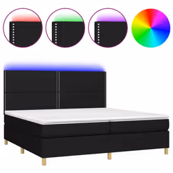vidaXL Letto a Molle Materasso e LED Nero 200x200cm in Tessuto - Vista aggiuntiva 2