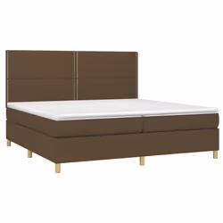 vidaXL Letto a Molle Materasso e LED Marronescuro 200x200cm in Tessuto - Vista aggiuntiva 3