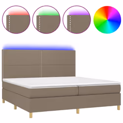 vidaXL Letto a Molle Materasso e LED tortora 200x200cm in Tessuto - Vista aggiuntiva 2