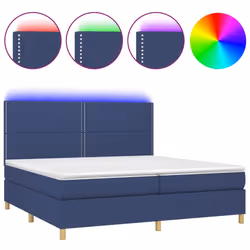 vidaXL Letto a Molle Materasso e LED Blu 200x200cm in Tessuto - Vista aggiuntiva 2