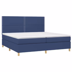 vidaXL Letto a Molle Materasso e LED Blu 200x200cm in Tessuto - Vista aggiuntiva 3