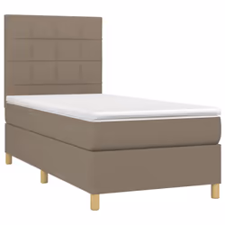 vidaXL Letto a Molle con Materasso e LED Tortora 90x200 cm in Tessuto - Vista aggiuntiva 3