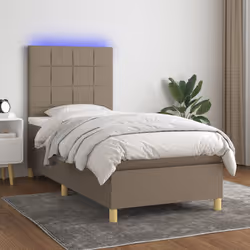 Letto a Molle con Materasso e LED Tortora 100x200cm in Tessutocod mxl 122952