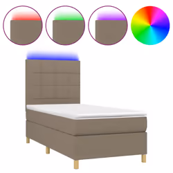 Letto a Molle con Materasso e LED Tortora 100x200cm in Tessutocod mxl 122952