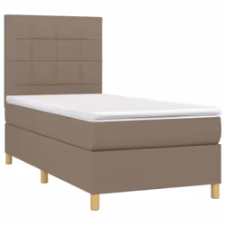 Letto a Molle con Materasso e LED Tortora 100x200cm in Tessutocod mxl 122952